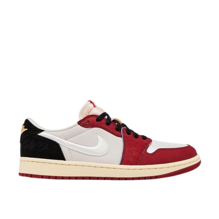 NIKE AIR JORDAN 1 LOW OG HOME X TROPHY ROOM SAIL VARSITY RED BLACK METALLIC GOLD HV6157 100 - Image 2