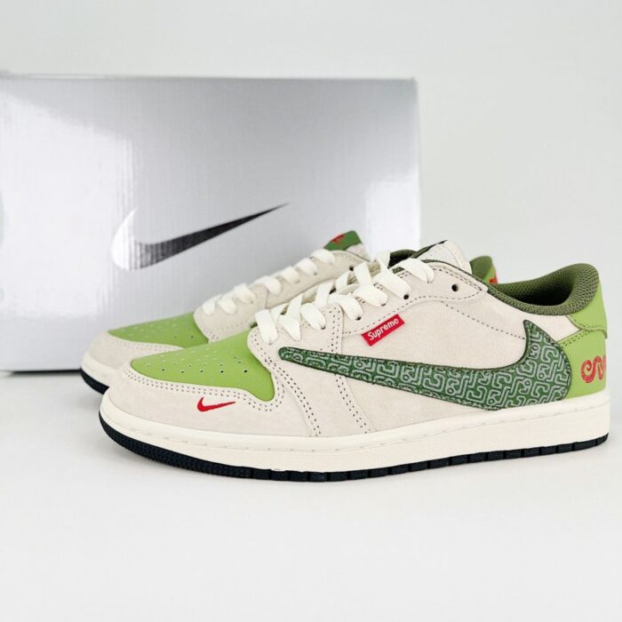 NIKE AIR JORDAN 1 LOW X TRAVIS SCOTT X SUPREME LUNAR YEAR OF THE SNAKE GREEN - Image 2