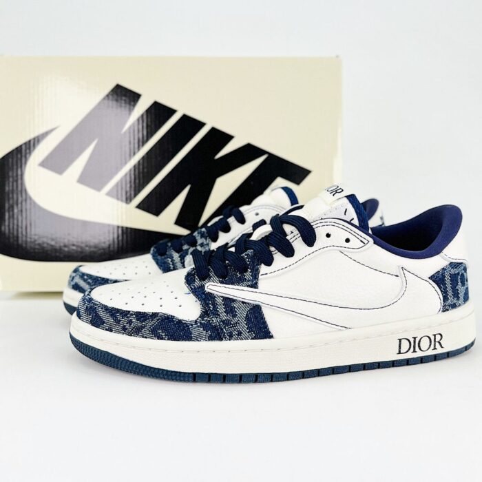 NIKE AIR JORDAN 1 LOW X TRAVIS SCOTT X DIOR NAVY BLACK WHITE - Image 2