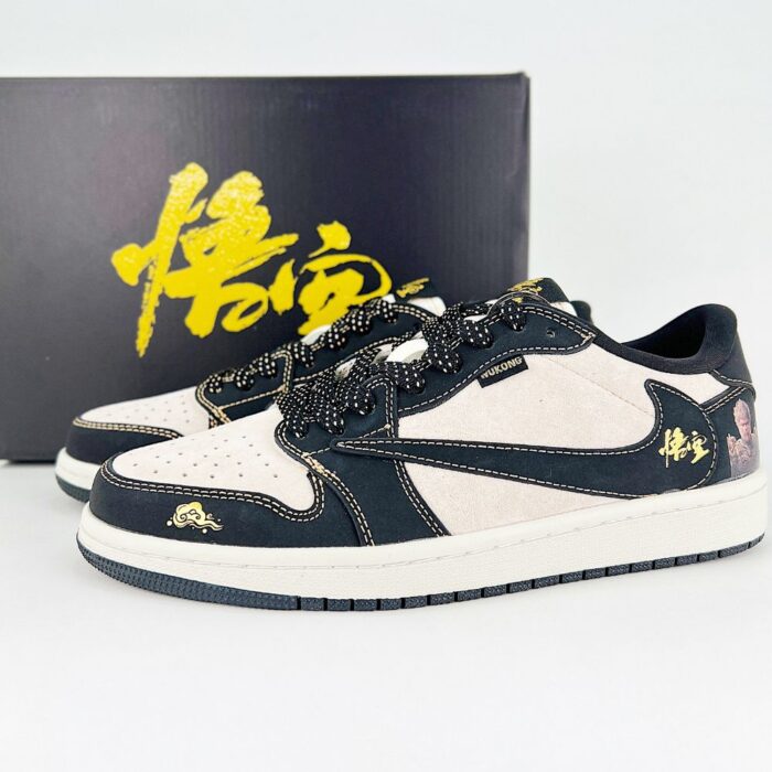 NIKE AIR JORDAN 1 LOW X TRAVIS SCOTT WUKONG BLACK GOLD - Image 2