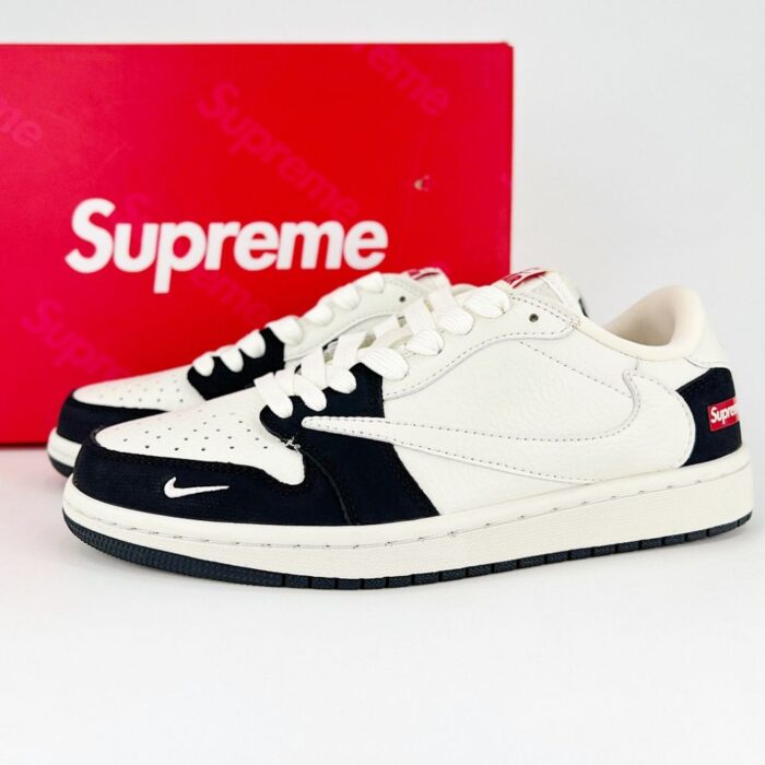 NIKE AIR JORDAN 1 LOW X TRAVIS SCOTT X SUPREME BLACK WHITE - Image 2