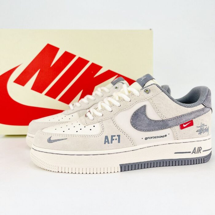 NIKE AIR FORCE 1 X STUSSY GREY BEIGE - Image 2