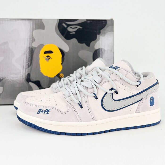 NIKE AIR JORDAN 1 LOW X BAPE NEUTRAL GREY - Image 2