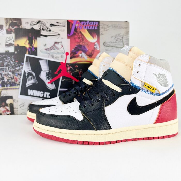 NIKE AIR JORDAN 1 RETRO HIGH UNION LA NRG BLACK TOE WHITE BLACK VARSITY RED WOLF GREY BV1300 106 - Image 2