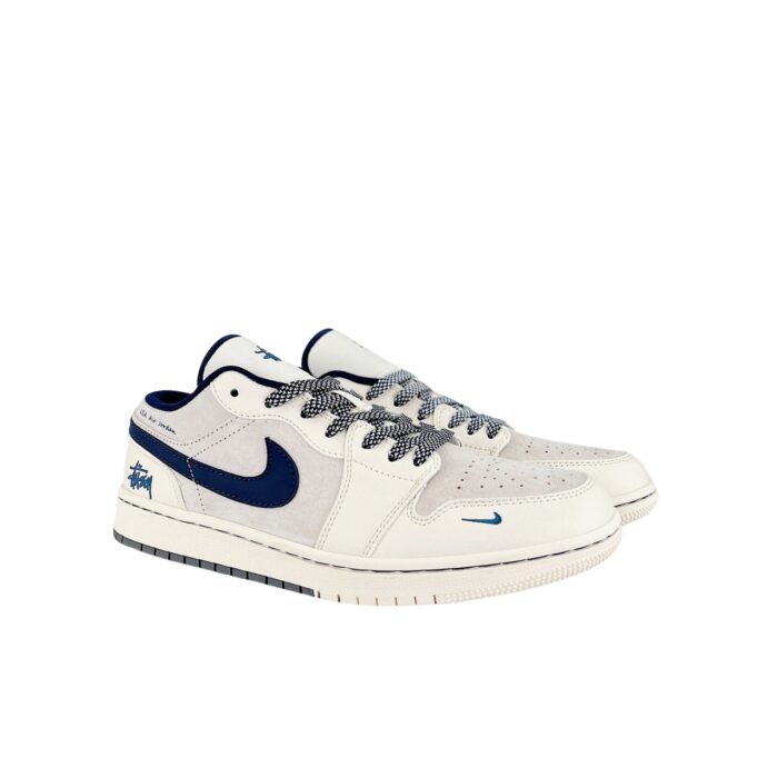 NIKE AIR JORDAN 1 LOW X TRAVIS SCOTT X STUSSY WHITE NAVY BLUE