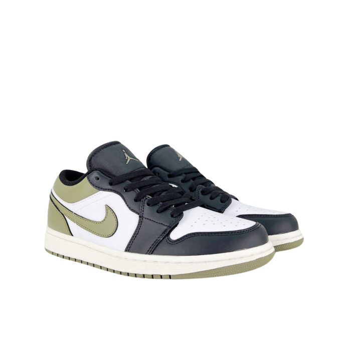 NIKE AIR JORDAN 1 LOW BLACK WHITE OLIVE 553558 092