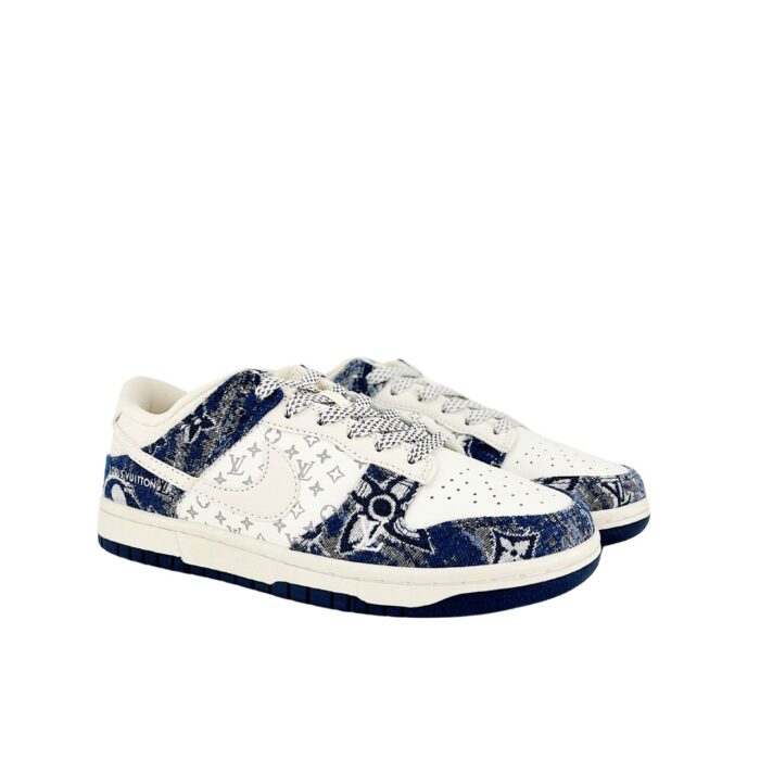 NIKE SB DUNK LOW X LOUIS VUITTON MONOGRAM DENIM WHITE NAVY