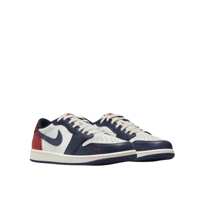 NIKE AIR JORDAN 1 LOW OG HOWARD UNIVERSITY WHITE GYM RED MIDNIGHT NAVY NEUTRAL GREY SAIL MUSLIN HQ2993 100