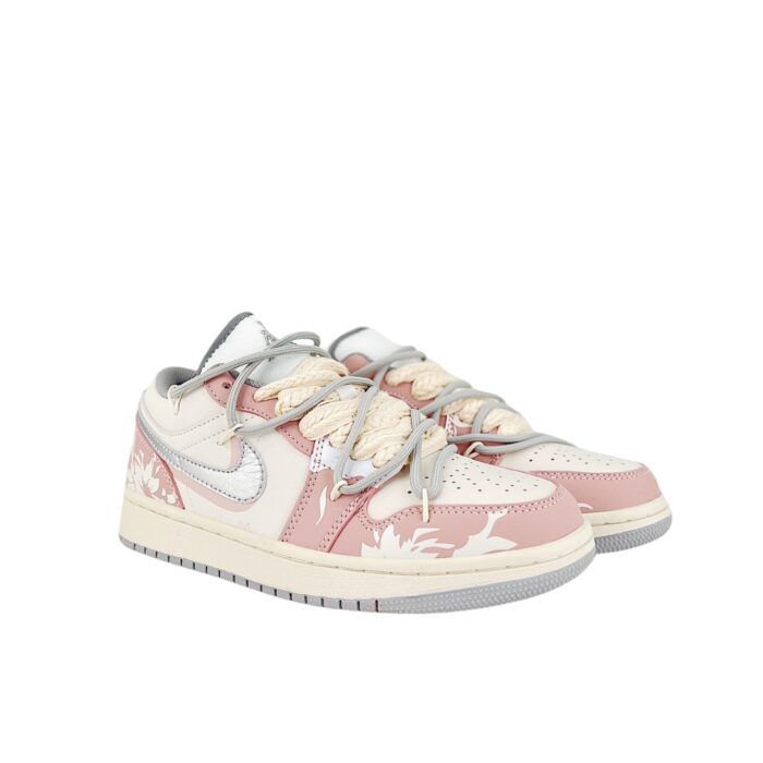 NIKE AIR JORDAN 1 LOW FLOWER WORDS DUSTY PINK AND BEIGE