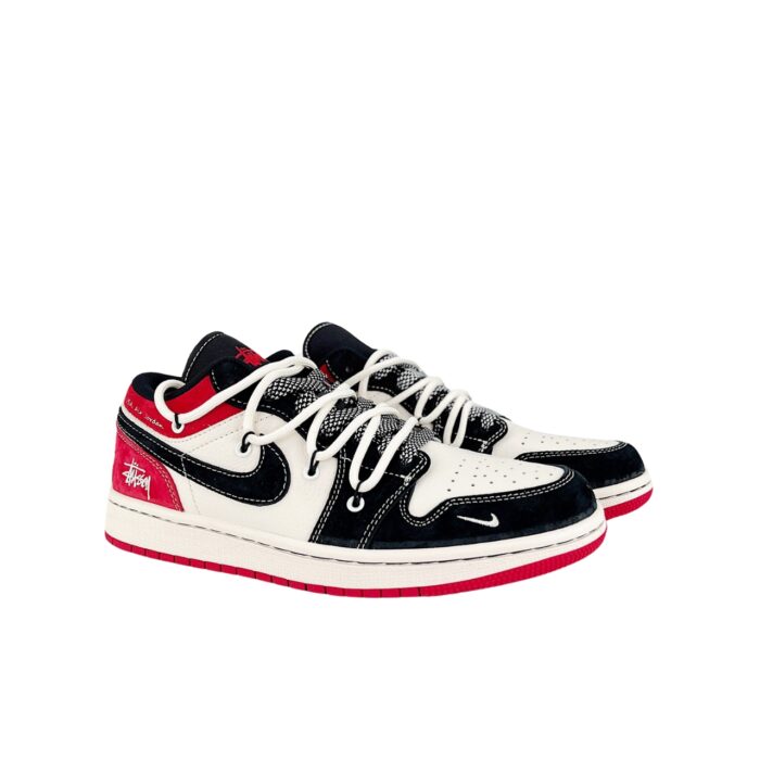 NIKE AIR JORDAN 1 LOW X STUSSY BLACK RED WHITE SJ9950 048