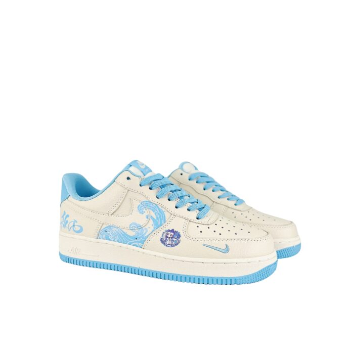 NIKE AIR FORCE 1 LOW 07 NEZHA CONQUERS THE SEA AO BING GRAFFITI LINGZHU BEIGE BLUE SMALL HOOK KK1988 060