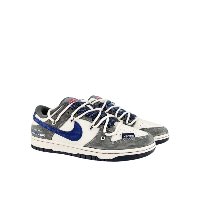 NIKE SB DUNK LOW SUPREME JOINT GRAY WHITE BLUE HOOK DRAWSTRING XS1186 100