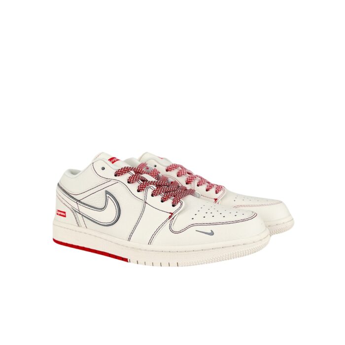 NIKE AIR JORDAN 1 LOW X SUPREME SAIL WHITE RED SJ9950 025