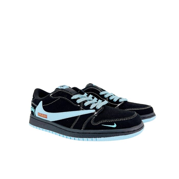 NIKE AIR JORDAN 1 LOW X TRAVIS SCOTT X STUSSY BLACK ICE BLUE