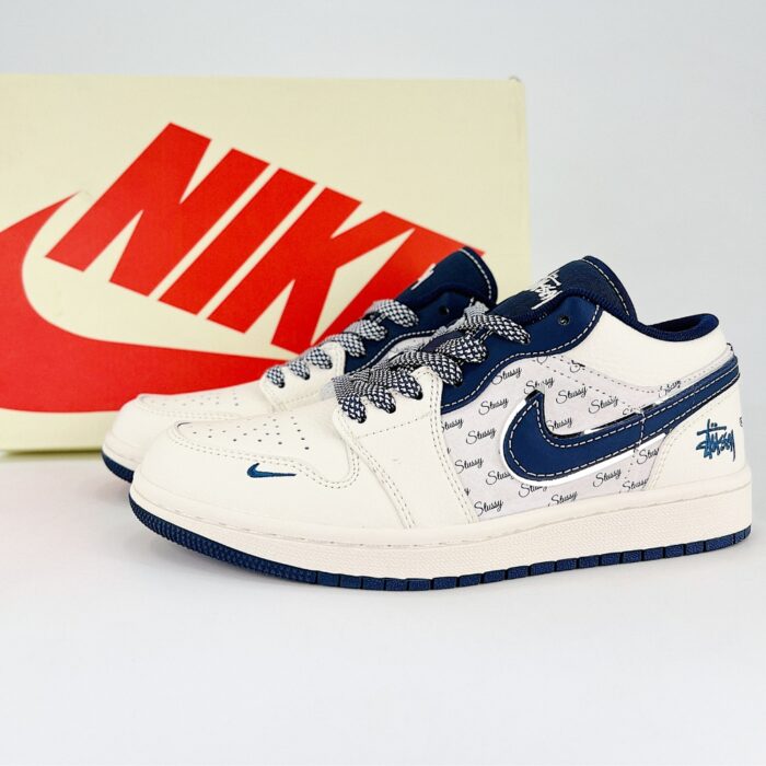 NIKE AIR JORDAN 1 LOW X TRAVIS SCOTT X STUSSY BEIGE BLUE XF8698 032 - Image 2