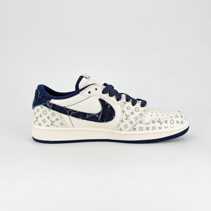 NIKE AIR JORDAN 1 LOW X TRAVIS SCOTT X LOUIS VUITTON WHITE NAVY BLUE SJ2068 004 - Image 2