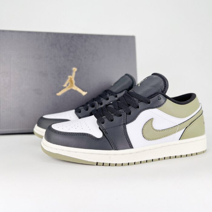 NIKE AIR JORDAN 1 LOW BLACK WHITE OLIVE 553558 092 - Image 2