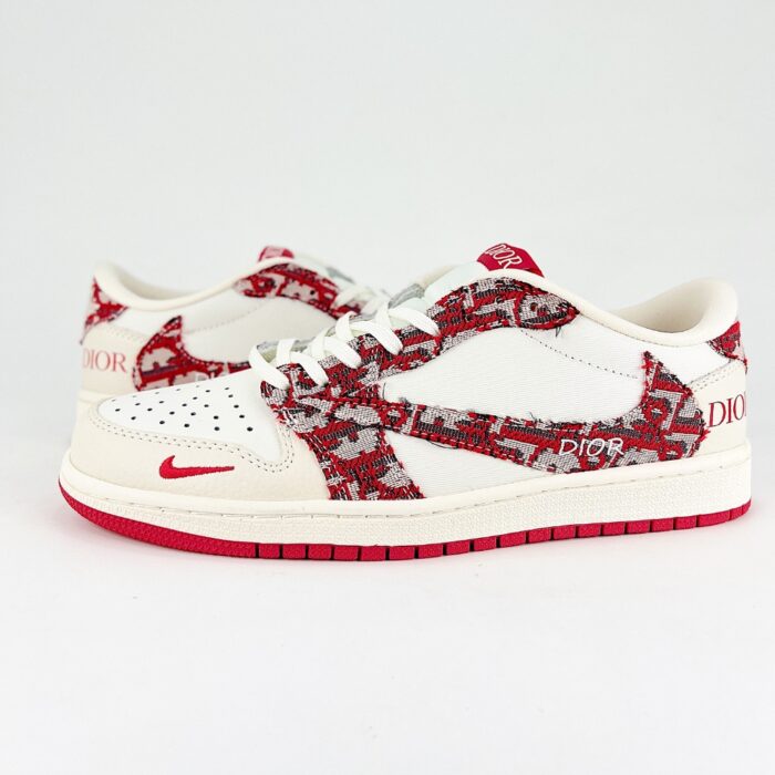 NIKE AIR JORDAN 1 LOW X TRAVIS SCOTT X DIOR RED WHITE - Image 2