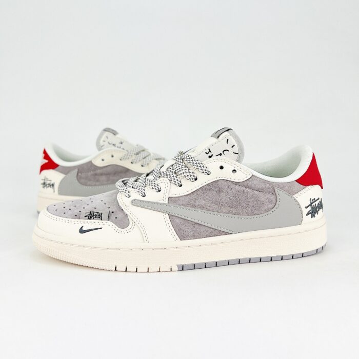 NIKE AIR JORDAN 1 LOW X TRAVIS SCOTT X STUSSY GREY WHITE SJ2068 130 - Image 3