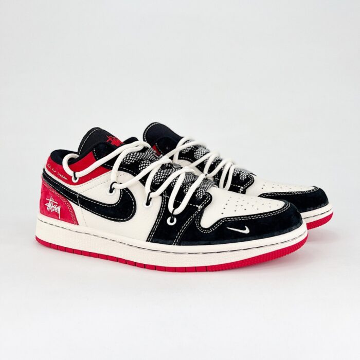 NIKE AIR JORDAN 1 LOW X STUSSY BLACK RED WHITE SJ9950 048 - Image 3