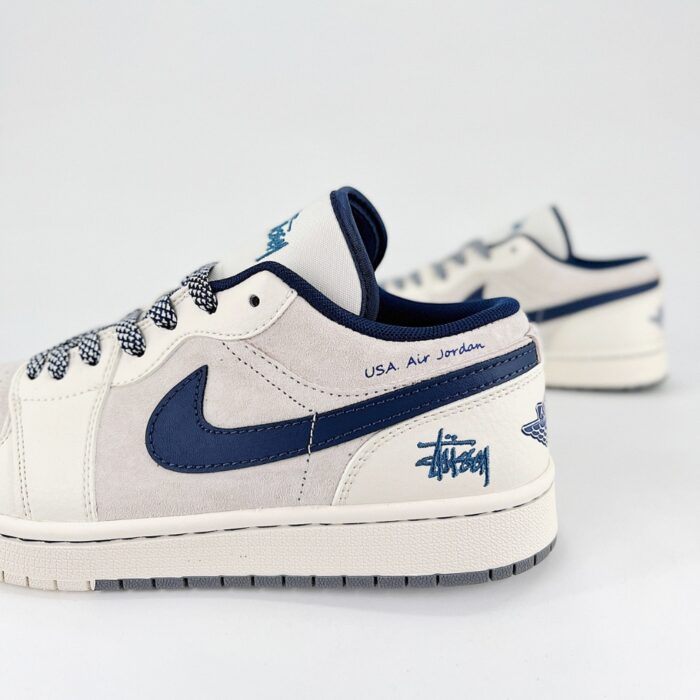 NIKE AIR JORDAN 1 LOW X TRAVIS SCOTT X STUSSY WHITE NAVY BLUE - Image 3