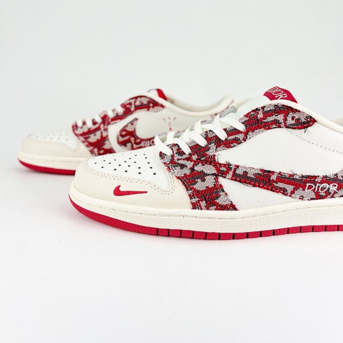 NIKE AIR JORDAN 1 LOW X TRAVIS SCOTT X DIOR RED WHITE - Image 3