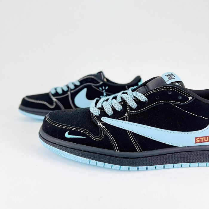 NIKE AIR JORDAN 1 LOW X TRAVIS SCOTT X STUSSY BLACK ICE BLUE - Image 4