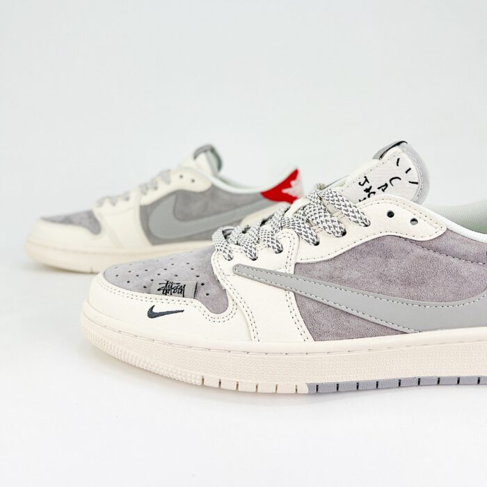 NIKE AIR JORDAN 1 LOW X TRAVIS SCOTT X STUSSY GREY WHITE SJ2068 130 - Image 4