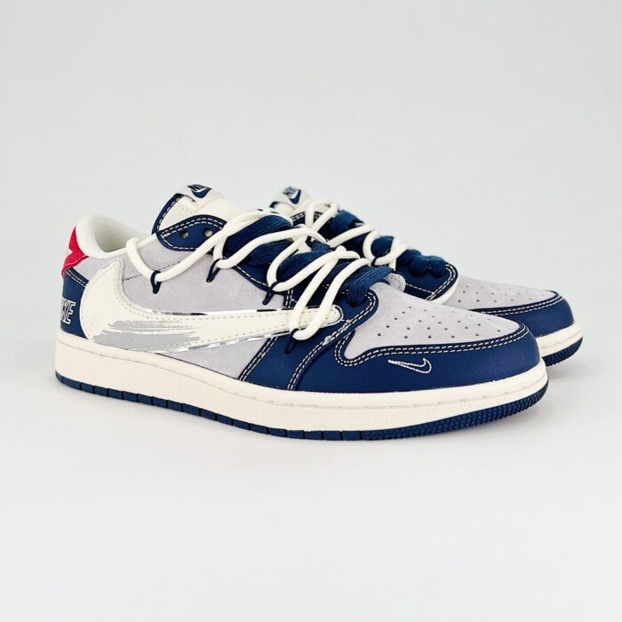 NIKE AIR JORDAN 1 LOW X TRAVIS SCOTT GRAY BLUE SWOOSH GRAFFITI XS3186 203 - Image 5