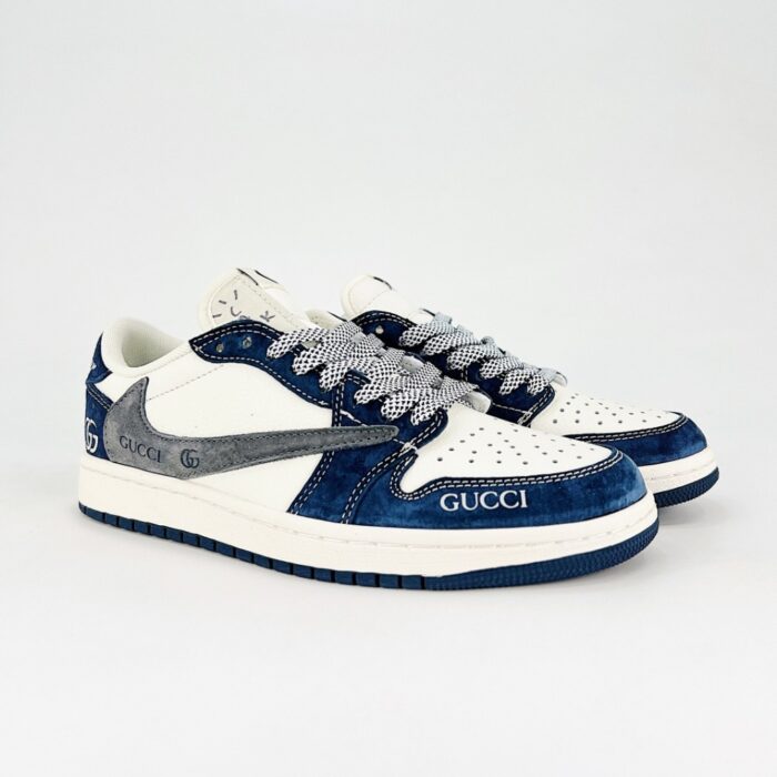 NIKE AIR JORDAN 1 LOW X TRAVIS SCOTT X GUCCI BEIGE GRAY BLUE XY2688 109 - Image 5