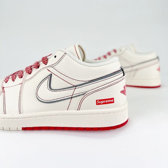 NIKE AIR JORDAN 1 LOW X SUPREME SAIL WHITE RED SJ9950 025 - Image 5