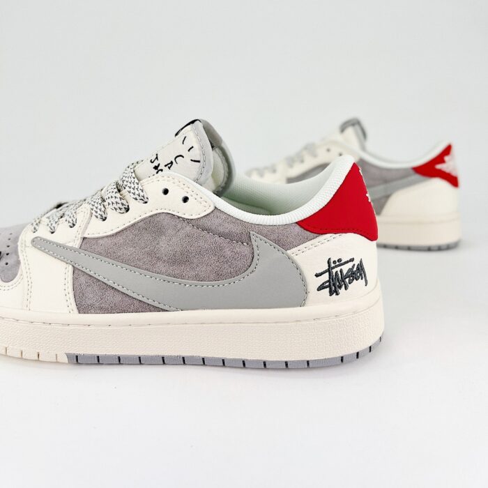 NIKE AIR JORDAN 1 LOW X TRAVIS SCOTT X STUSSY GREY WHITE SJ2068 130 - Image 5