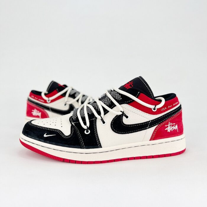 NIKE AIR JORDAN 1 LOW X STUSSY BLACK RED WHITE SJ9950 048 - Image 6