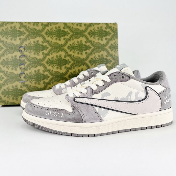 NIKE AIR JORDAN 1 LOW X TRAVIS SCOTT X GUCCI GREY WHITE - Image 6