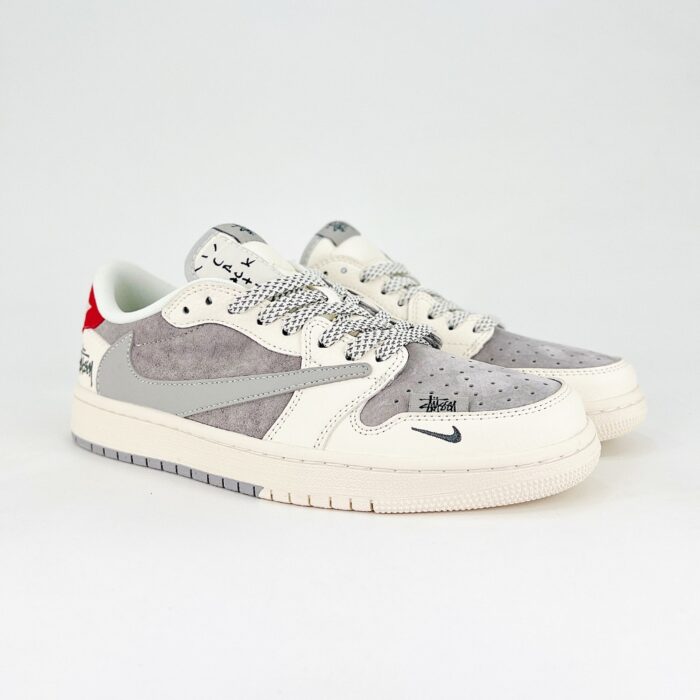 NIKE AIR JORDAN 1 LOW X TRAVIS SCOTT X STUSSY GREY WHITE SJ2068 130 - Image 2