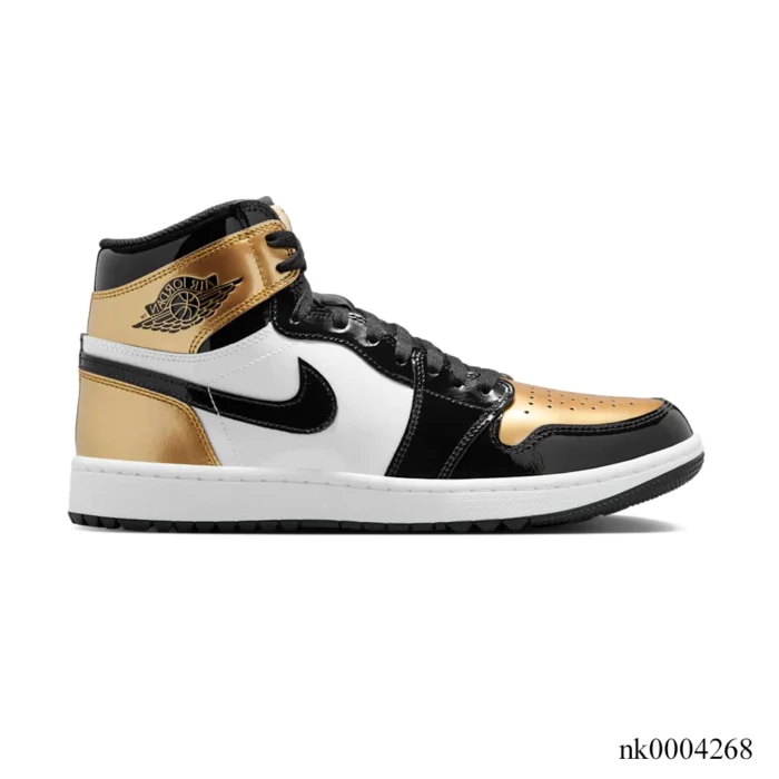 NIKE AIR JORDAN 1 HIGH G BLACK WHITE METALLIC GOLD DQ0660 002