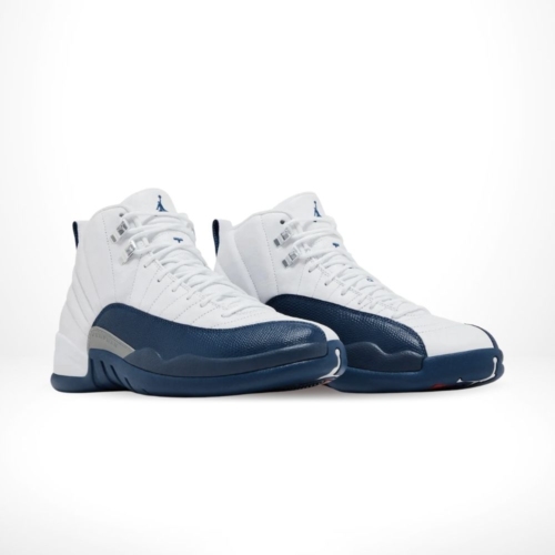 Angled front view of a full pair of Air Jordan 12